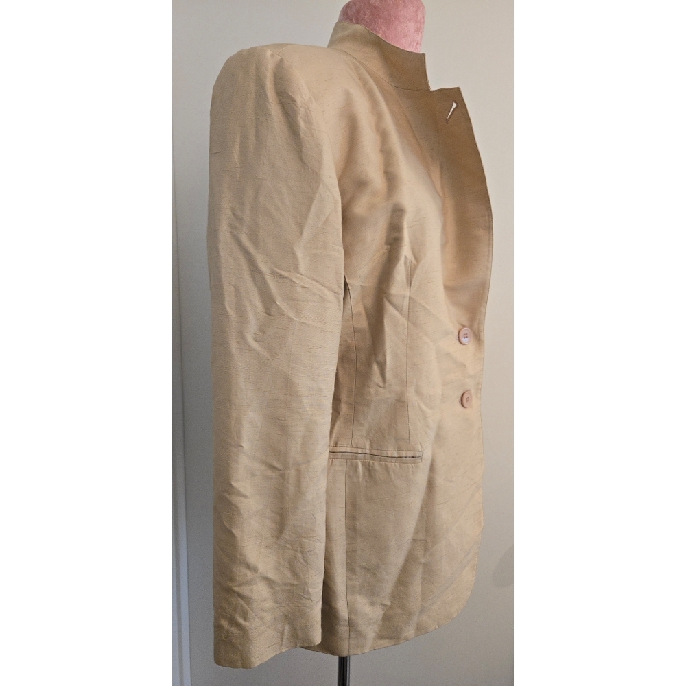 Vintage Silk Neutral Hugo Buscati Jacket Size 6 - Picture 4 of 9